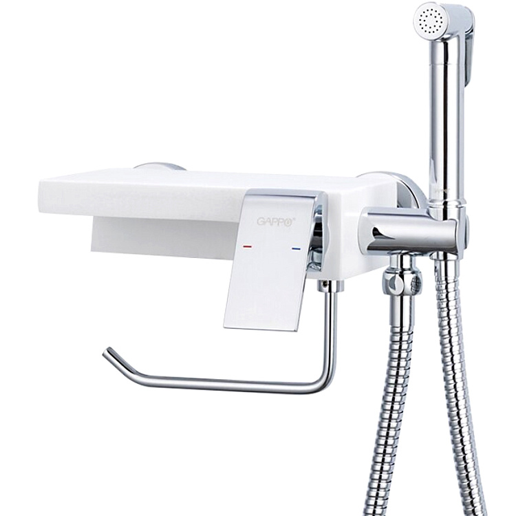 Смеситель с гигиеническим душем и бумагодержателем Gappo G7296 - gappo-rus.ru