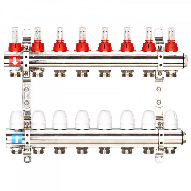 Коллектор регулируемый с расходомерами Gappo G423.8 8-вых. x1"x3/4" - gappo-rus.ru