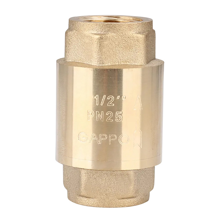 Клапан обратный пружинный с латунным седлом ВР-ВР 1/2"x1/2" Gappo G1241.04.1 уп. 18 шт. - gappo-rus.ru